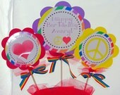 Personalized Rainbow Birthday Birthday Sign Centerpiece Set of 3