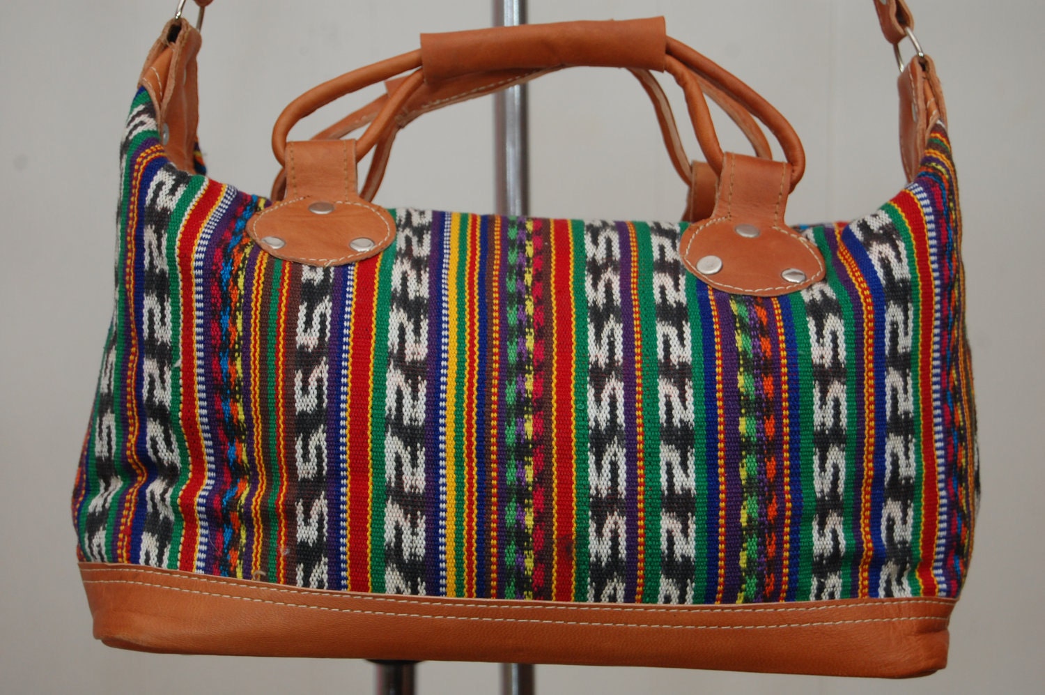 Vintage Multicolor Striped Shoulder Bag Purse
