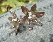 Sterling and copper post flower earrings, Clematis