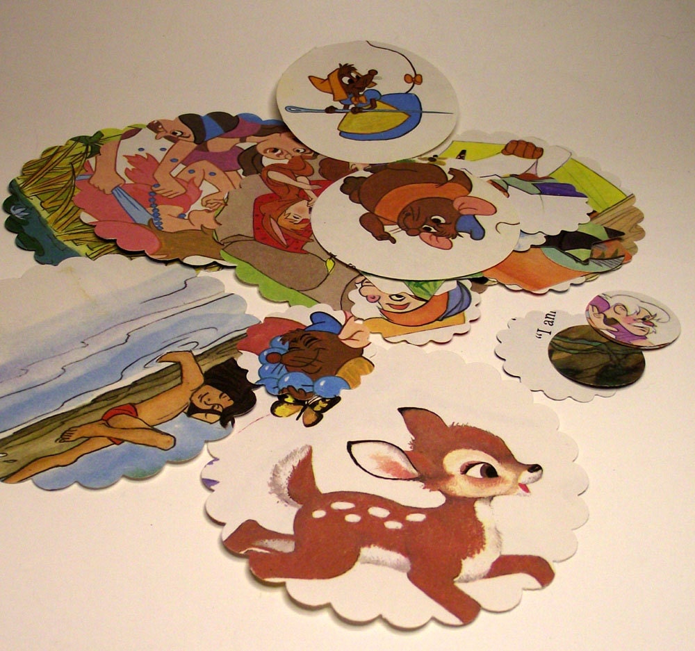 Vintage Classic Childrens Book Paper Die Cuts and Pages..