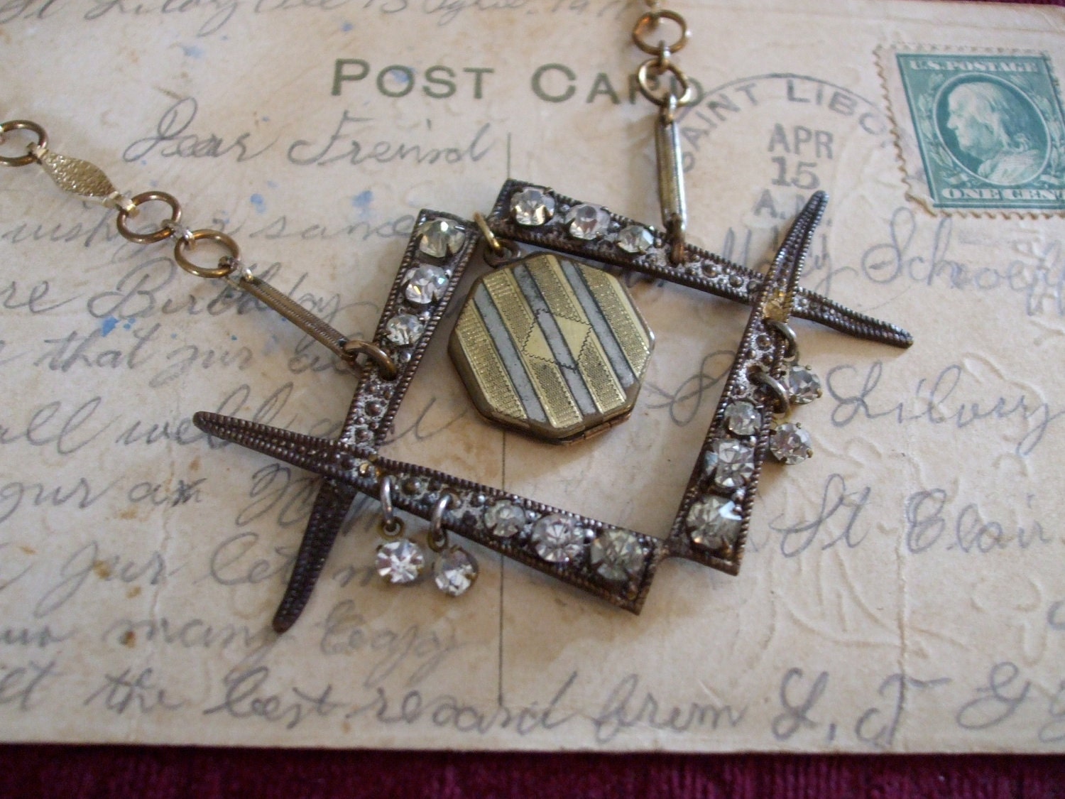 Vintage Pinstripes -Vintage Assemblage Necklace