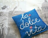 Lavender Sachet in Dupioni Silk with Hand Embroidery by Dolce Dreams