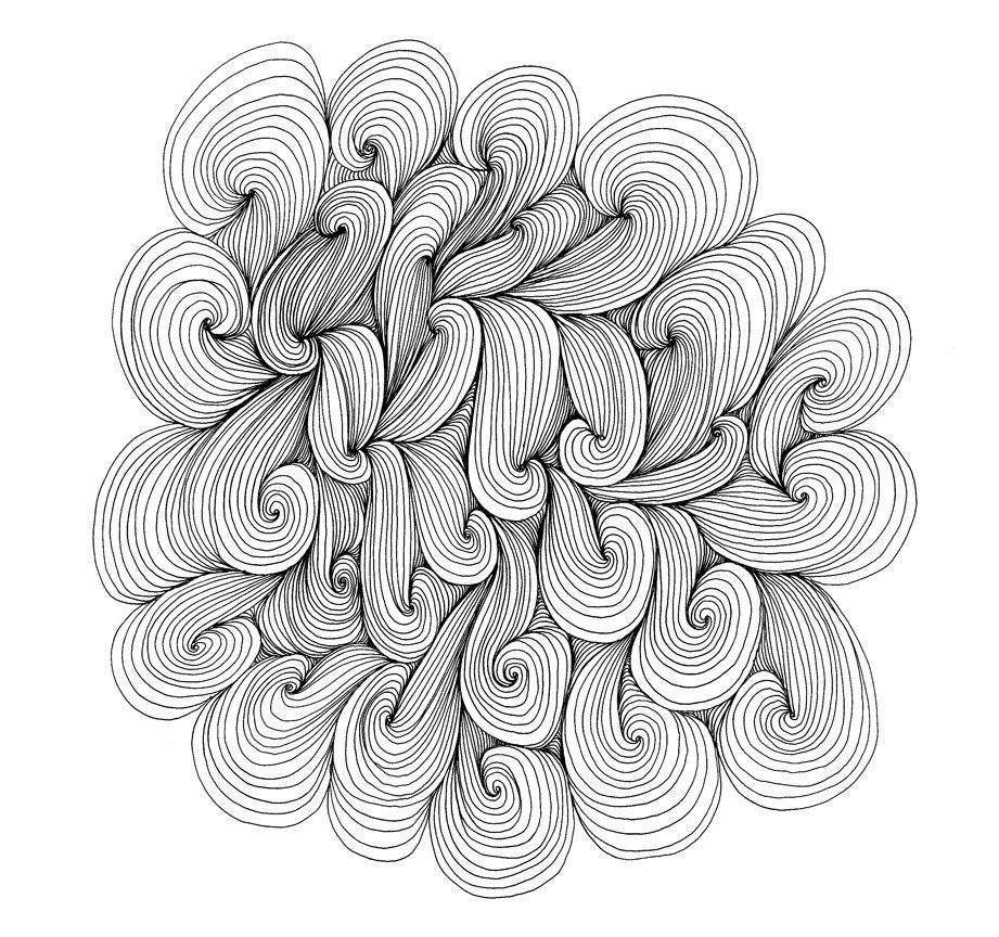 Cream Puff 8x10 Abstract Fine Art Archival Print of Original Pen and Ink Drawing