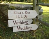 Set of 3 Handpainted Signs, Perfect Signage for your Outdoor Wedding and Event, Black. Brown, Grey, or Navy lettering