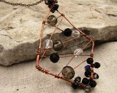 Hand Forged Copper Necklace with Crystals "Memories"