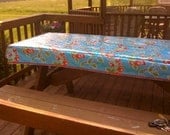 Oilcloth Custom made Picnic Table Stay Put Table Cover with Rick Rack - maryoglesby