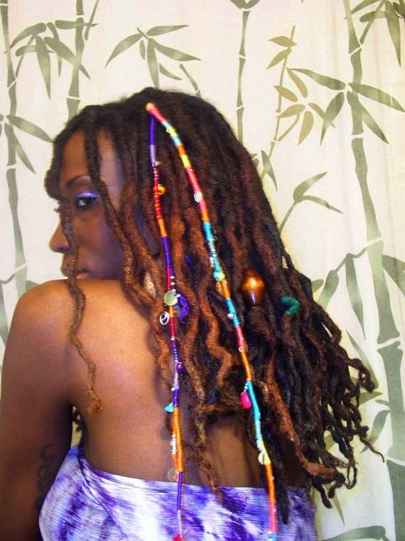 Your Custom order BELLs & Beads Hippie Girl hair wrap Extension- ONE EXTENSION Pick your first 3 colors - LotusRootsCreations