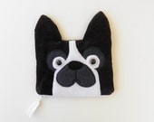 French Bulldog zipped pouch in black and white