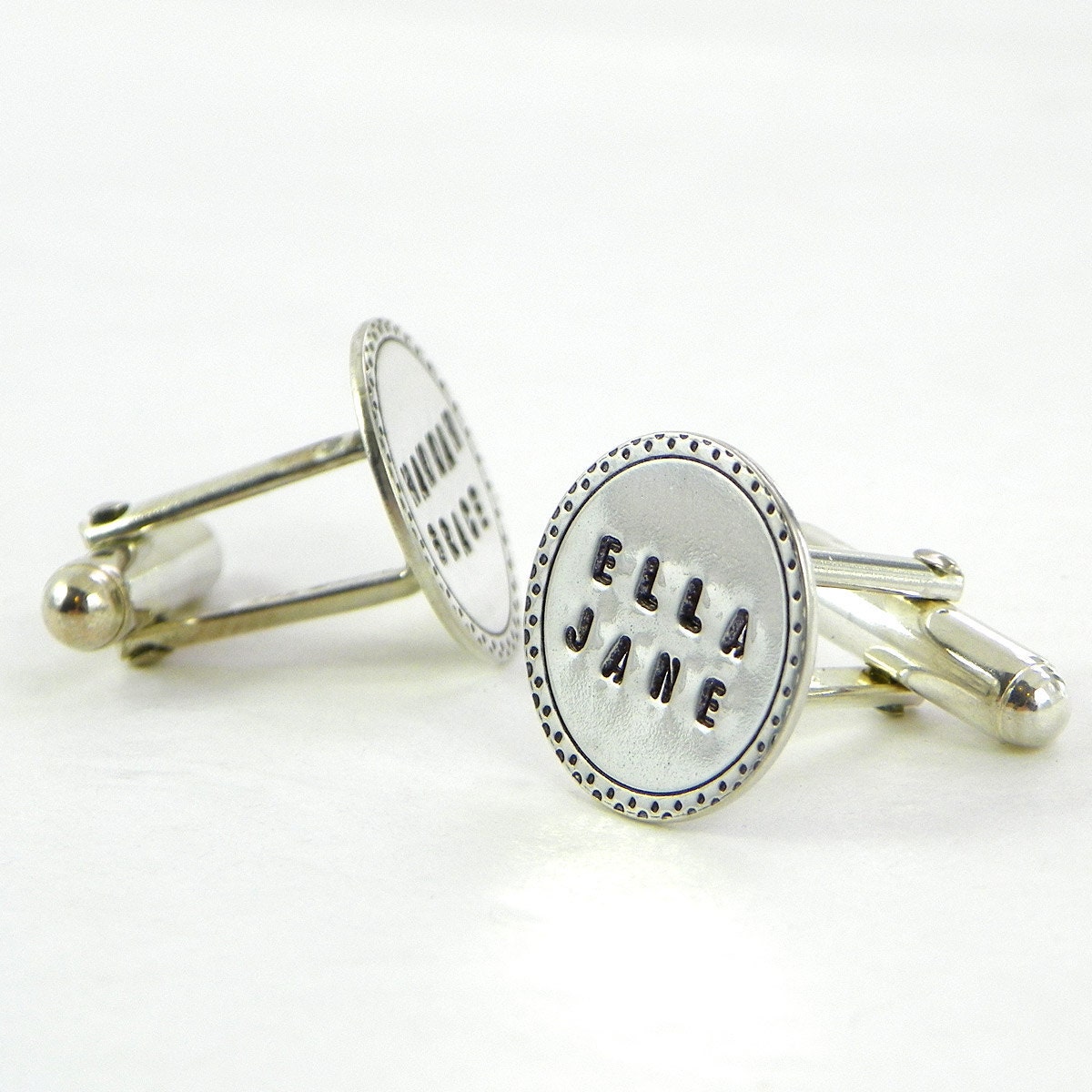 Personalized Hand Stamped Sterling Silver Cuff Links