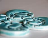 Last one - Aqua round pod porcelain brooch - LAccentNou