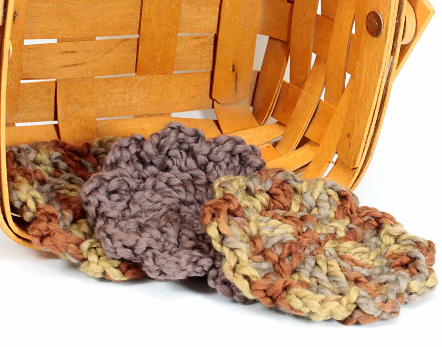 Organic Cotton Flower Face Cloth - Set of 3 - Mocha and Walnut