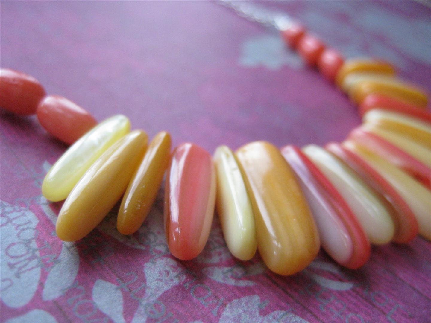 Some Like It HOT Coral And Shell Necklace On Sterling Silver