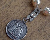 Antique Marriage Medal Necklace Antique Assemblage New Beginnings