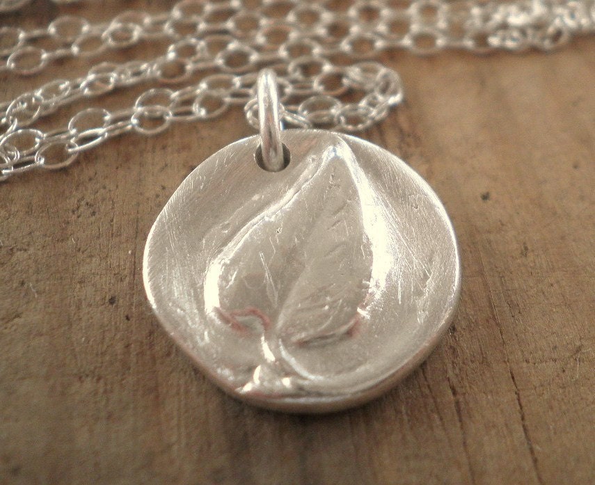 Fine Silver Single Leaf - Vintage Button Collection