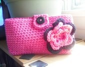 Crochet Cotton Clutch in Hot Pink