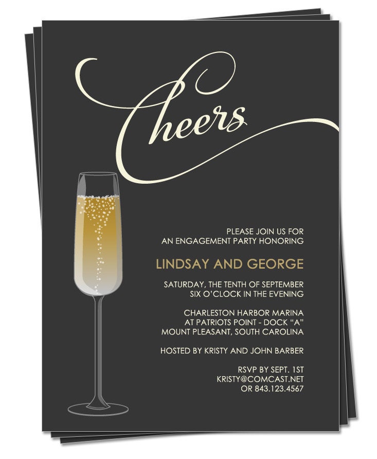 Champagne Engagement Party Invitation (Cheers)