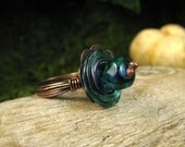 Wire Wrapped Art Glass Ring: "Twilight Wheel of Life"