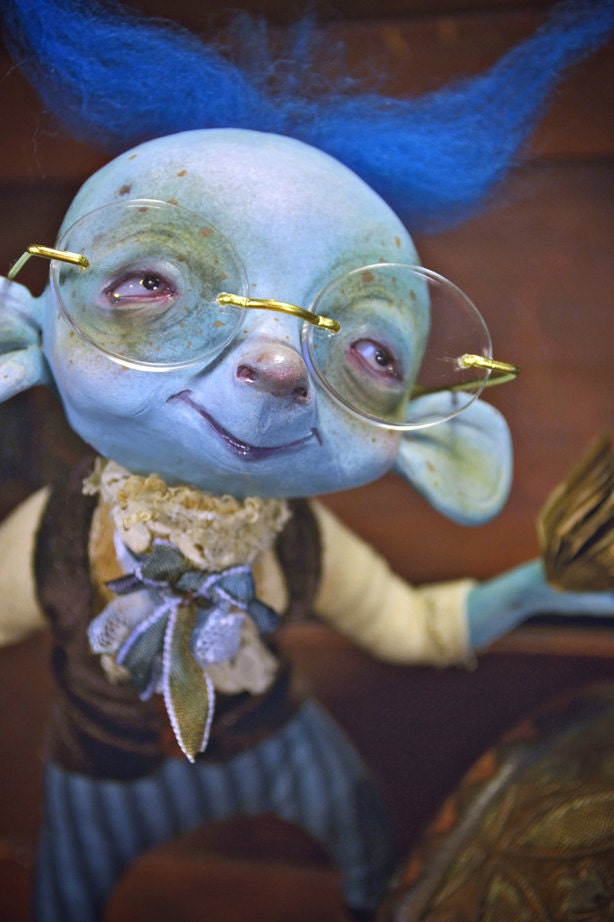 ON RESERVE final pay  - Segismundo Miopo - art doll ooak pure sculpt blue guy