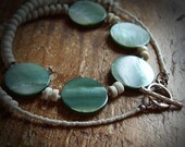 Sage Shell Disk and Howlite Heishi Necklace
