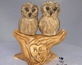 Owls in Love in a Tree Custom Wedding Cake Topper