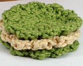Reusable Face Cloths - Organic Cotton - Set of 3 - Pistachio and Macadamia
