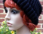 Back in black hand knit hat