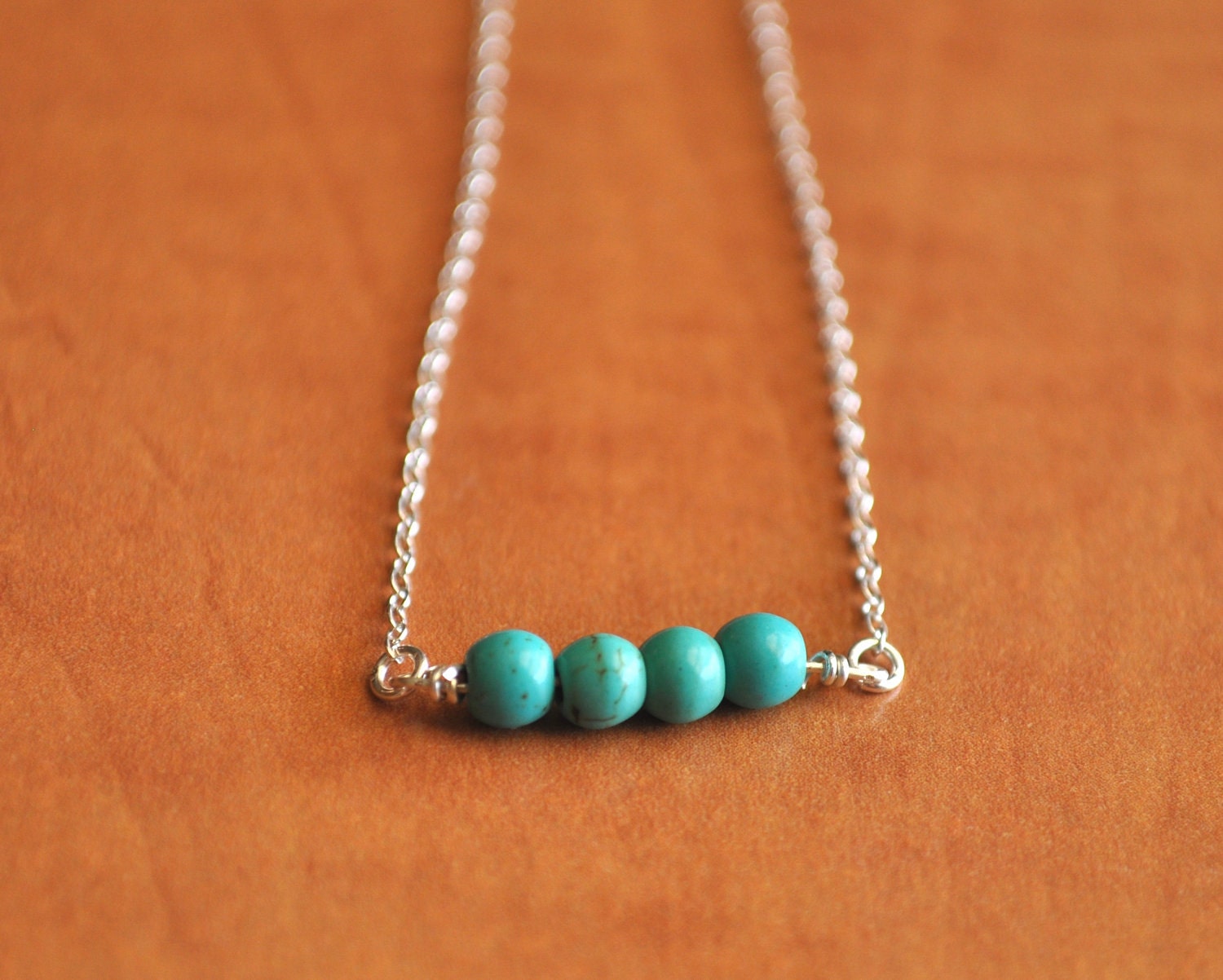 Turquoise & Sterling Silver Pod Necklace - simple and modern jewelry