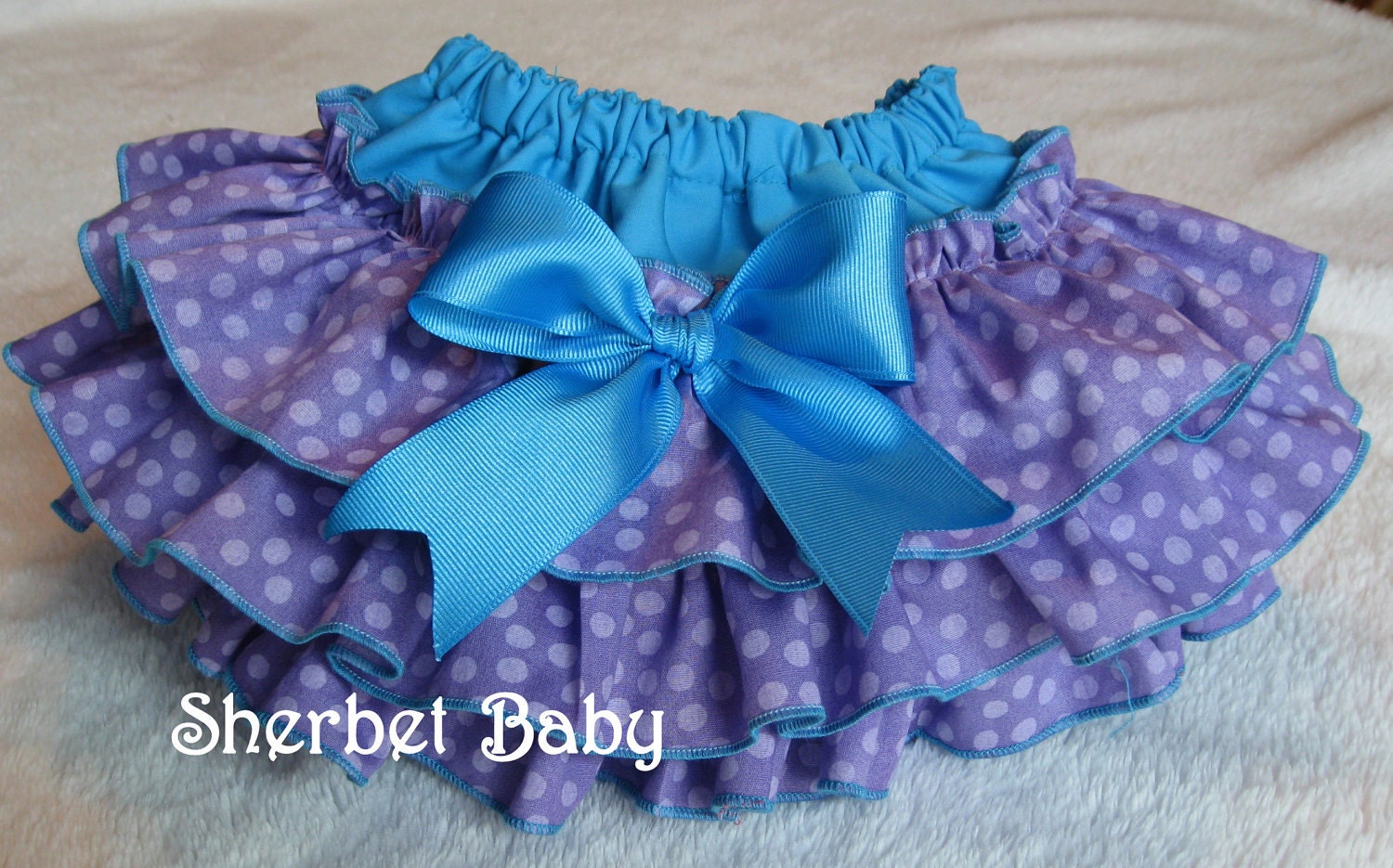 Ruffle Panty Diaper Cover Panty Sassy Pants Torquoise Blue and Purple