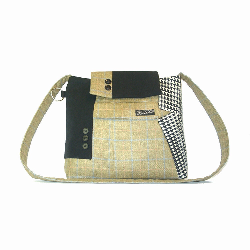 Upcycled messenger bag from repurposed suit coats - unisex - Mr. Mooney No. 3911