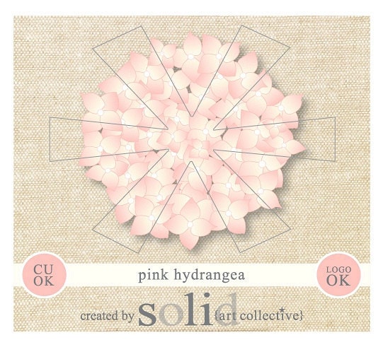 Pink Hydrangea Vector - CU ok, Logo Use ok, Merchandising ok