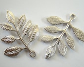 2 pcs Silver Rhodium Plated Charms Pendant Leaves Leaf