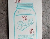 Ball/Mason jar and fireflies clear polymer rubber stamp set