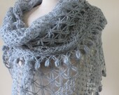 Grey Lace Love Shawl Triangle FREE SHIPPING Spring Fashion Gift For Her