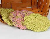 Organic Cotton Flower Face Cloth - Set of 3 -Sage and Crocus