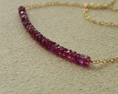 SALE  Magenta Rhodolite Garnet Tundra Sapphire and Gold Filled Color Block Necklace   SALE