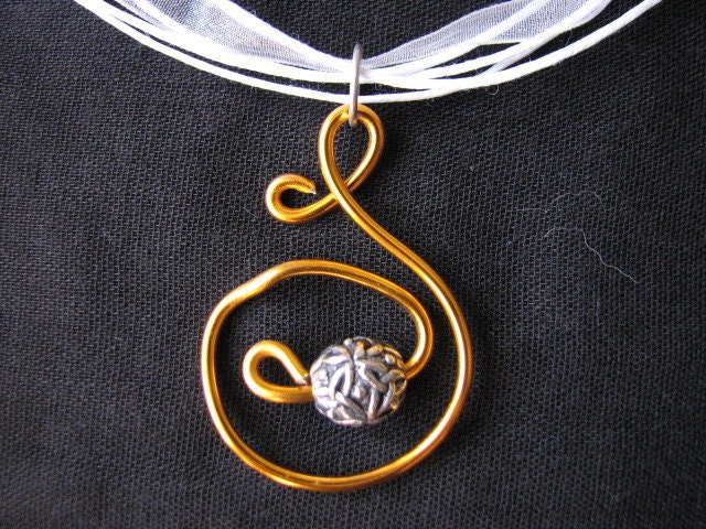 Tangerine orange curly wire pendant