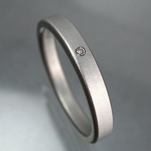 Diamond Wedding Band Slim Titanium