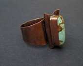 Copper Turquoise Ring OOAK Artisan Jewelry