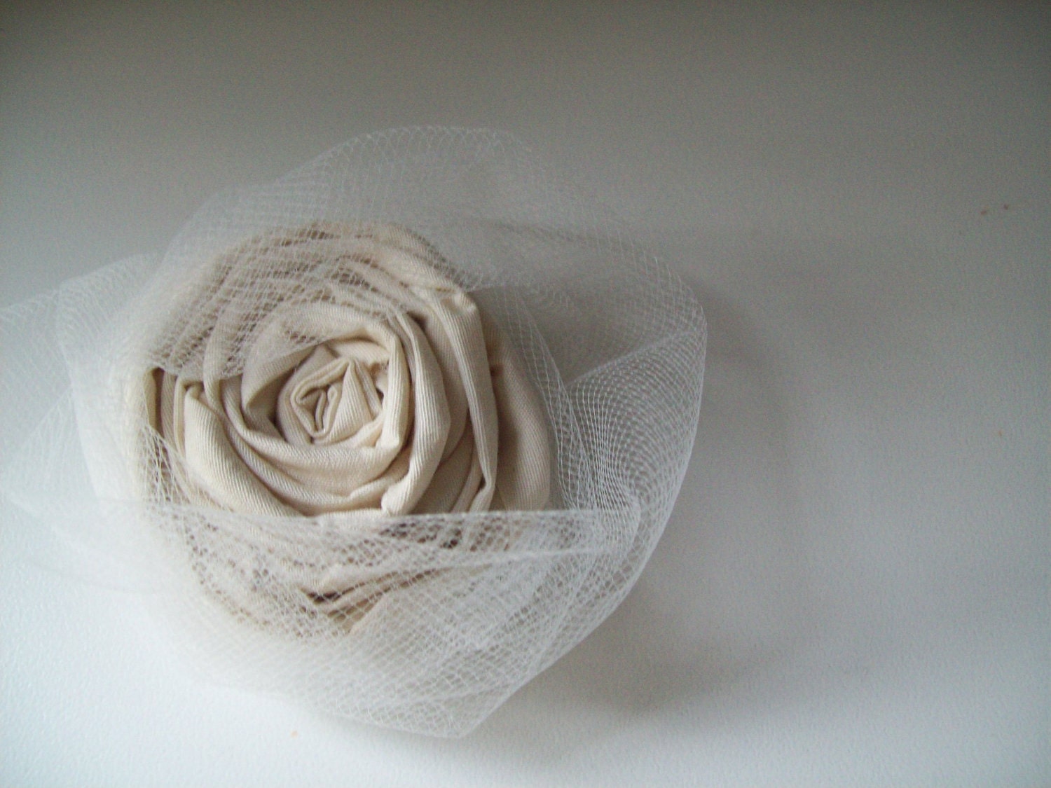 puff ... natural cotton hair clip with tulle