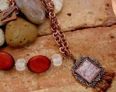 C'EST LA VIE - Copper Focal with Dangles, Handmade Lampwork, Wood Beads and Copper Chain