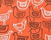 Certified Organic Fabric Monaluna Anika Hens Orange, Designer Fabric 1/2 yard, Sale