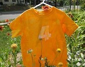 SALE Yellow Fourth Birthday T-Shirt with Batik 4 (5T) Ready to Ship