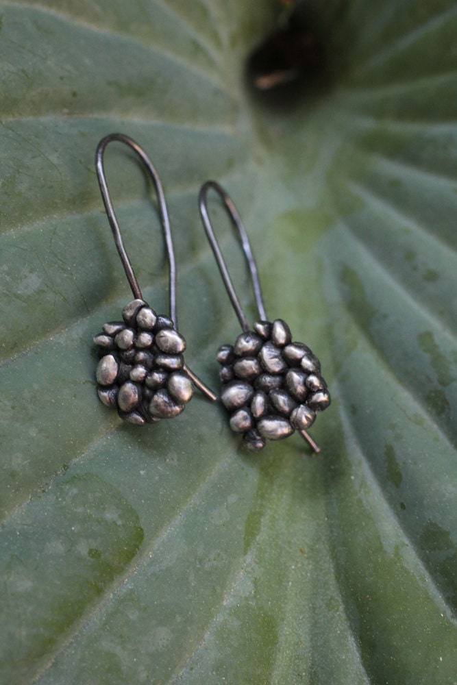 Pebbles, fine silver earrings