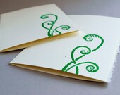 Fiddlehead Fern Notecards - Set of Two Linocut Cards - 5 x 7 inches