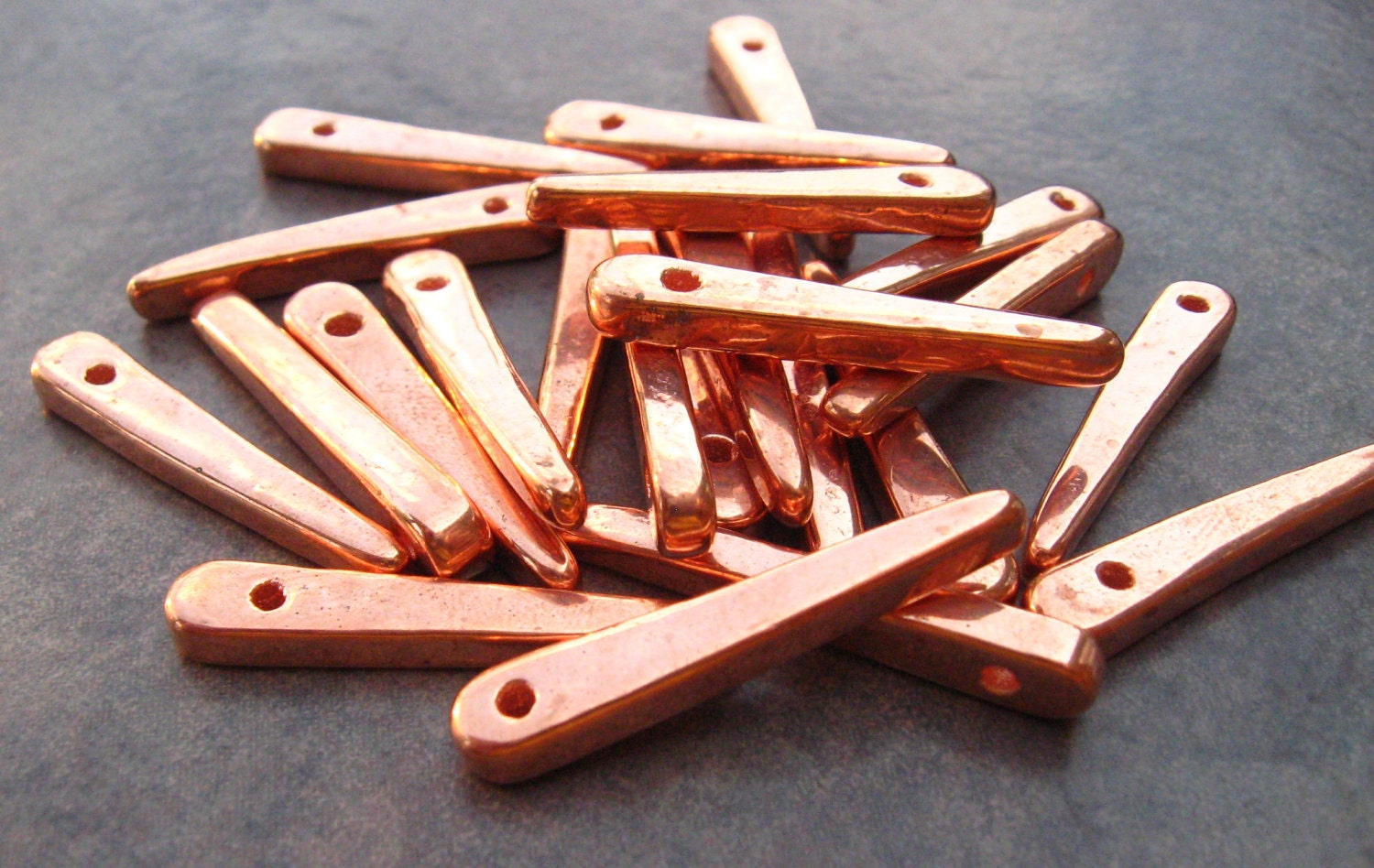 10 Mykonos Greek Ceramic Beads COPPER SKINNY SPIKES 31mm Beads