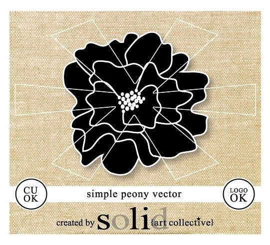 ORIGINAL Simple Peony Vector  - CU ok, Logo Use ok, Merchandising ok