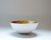 Paper Mache Bowl  in White and Gold - The Moon - Made to order