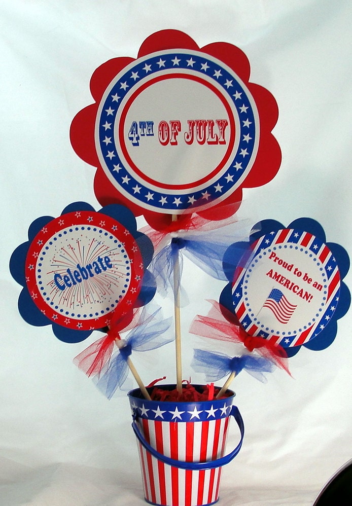 4th of July Patriotic Centerpiece Set of 3