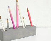 wooden pencil holder desk organizer - grey - Block1 - Tabletop Zen Garden