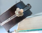 Urban Bracelet Brass Forget Me Not With Antique Barn Nail And Upcycled Leather Belt